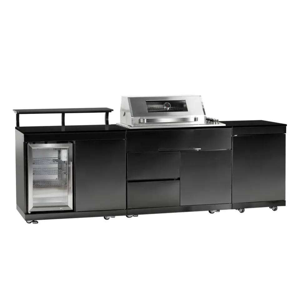 Outdoorküche 'Brigton' schwarz 270 x 68 x 120 cm