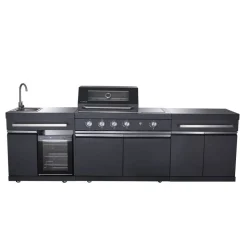 Outdoorküche 'King Range' schwarz 282 x 58 x 112 cm