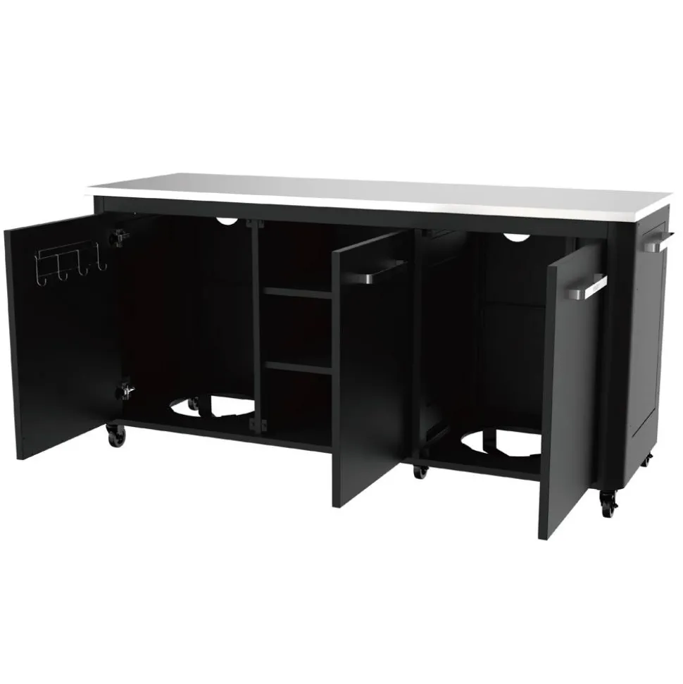 Outdoorküche Edelstahl schwarz 180 x 90 x 67 cm