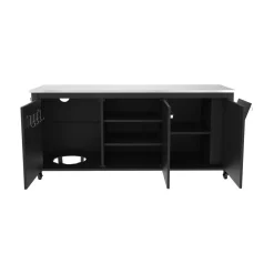 Outdoorküche Edelstahl schwarz 180 x 90 x 67 cm