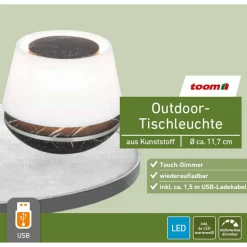 Outdoor-Tischleuchte schwarz/weiß Ø ca. 11,7 x 10,2 cm
