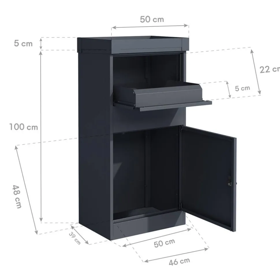 Paketbox 'Piet' anthrazit 50 x 105 x 37 cm