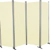 Paravent 4-teilig Bezug Polyethylen beige 165 x 228 cm