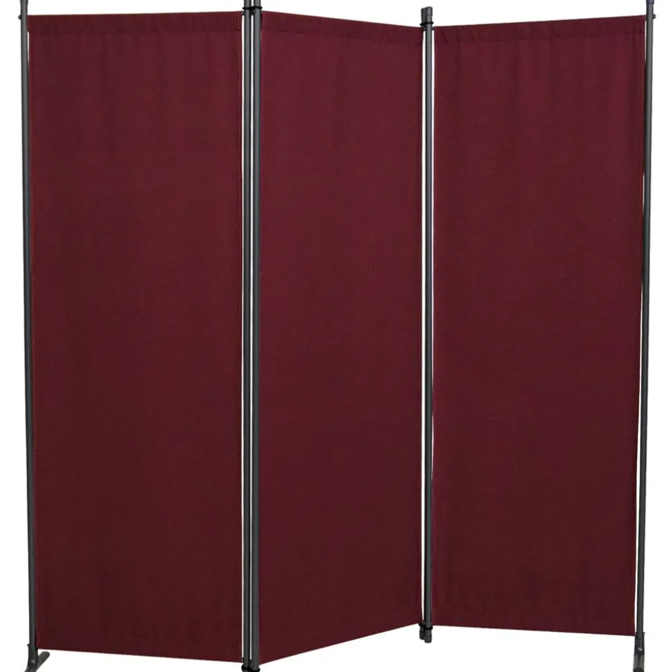 Paravent 3-teilig Bezug Polyethylen bordeaux 165 x 171 cm