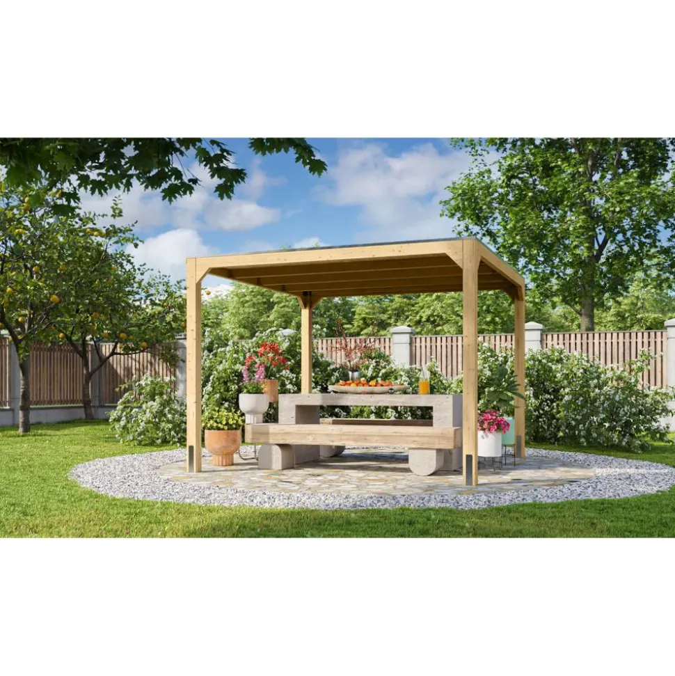 Pavillon 'Cubus' naturfarben 309 x 309 x 239 cm