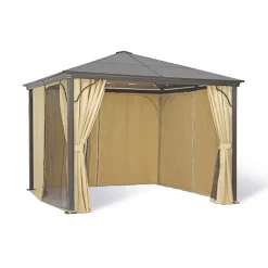 Pavillon 'Hardtop' beige/braun 300 x 300 x 260 cm