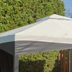 Pavillon 'Malta 1010' schwarz/grau 300 x 300 x 271 cm, mit Moskitonetzen und Vorhangset