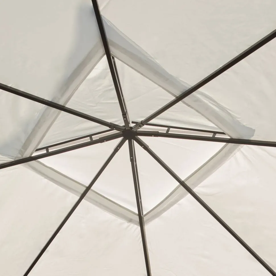 Pavillon 'Malta 1010' schwarz/grau 300 x 300 x 271 cm, mit Moskitonetzen und Vorhangset