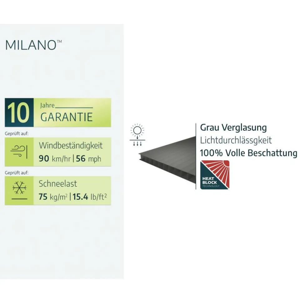 Pavillon 'Milano' anthrazit 309 x 426 cm Polycarbonat grau