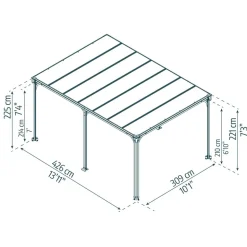 Pavillon 'Milano' anthrazit 309 x 426 cm Polycarbonat grau