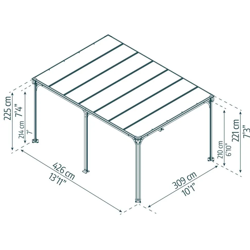 Pavillon 'Milano' anthrazit 309 x 426 cm Polycarbonat grau