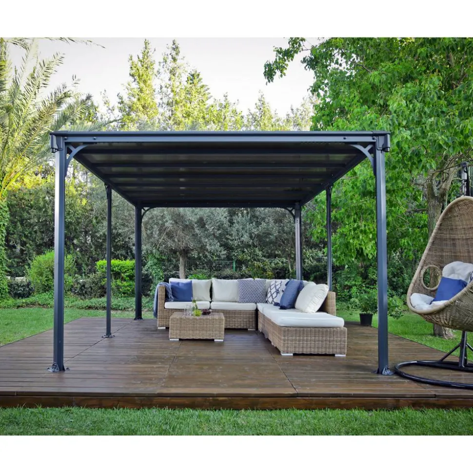 Pavillon 'Milano' anthrazit 309 x 426 cm Polycarbonat grau