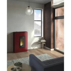 Pelletofen 'Atrium 5' Stahl bordeaux 2,5-5,2 kW