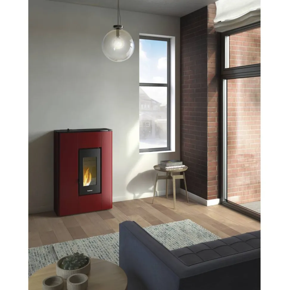 Pelletofen 'Atrium 5' Stahl bordeaux 2,5-5,2 kW