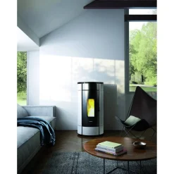 Pelletofen 'Globe' Stahl schwarz/weiß 10,5 kW