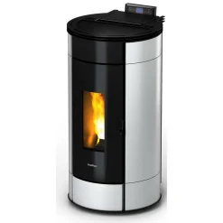 Pelletofen 'Globe' Stahl schwarz/weiß 10,5 kW