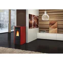 Pelletofen 'Ketty' Stahl bordeauxrot 6,5 kW