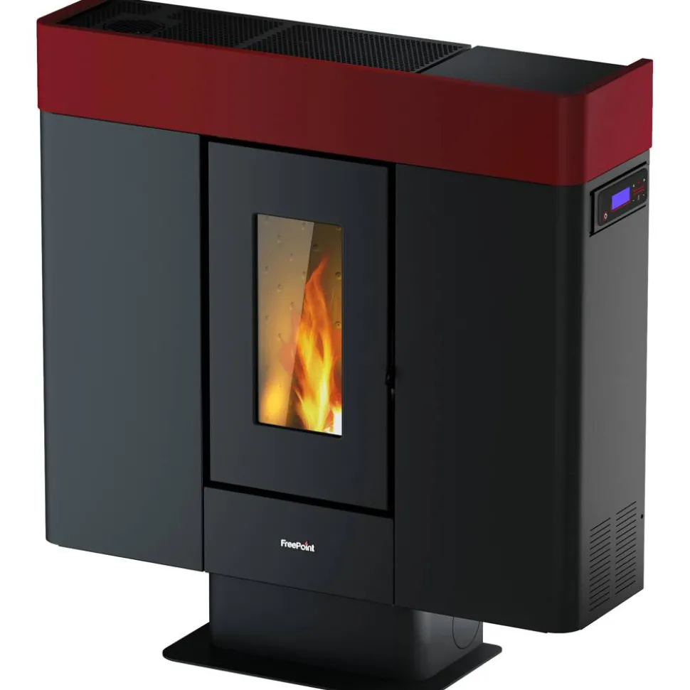 Pelletofen 'Moon' Stahl schwarz/rot 10 kW