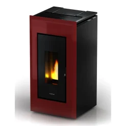 Pelletofen 'Vega' Stahl schwarz/rot 10,5 kW