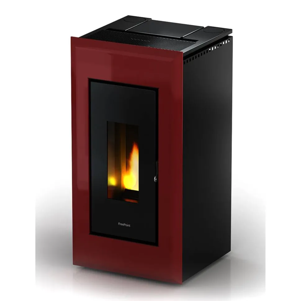 Pelletofen 'Vega' Stahl schwarz/rot 10,5 kW