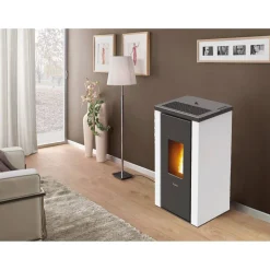 Pelletofen 'Vera' Stahl schwarz/weiß 7 kW