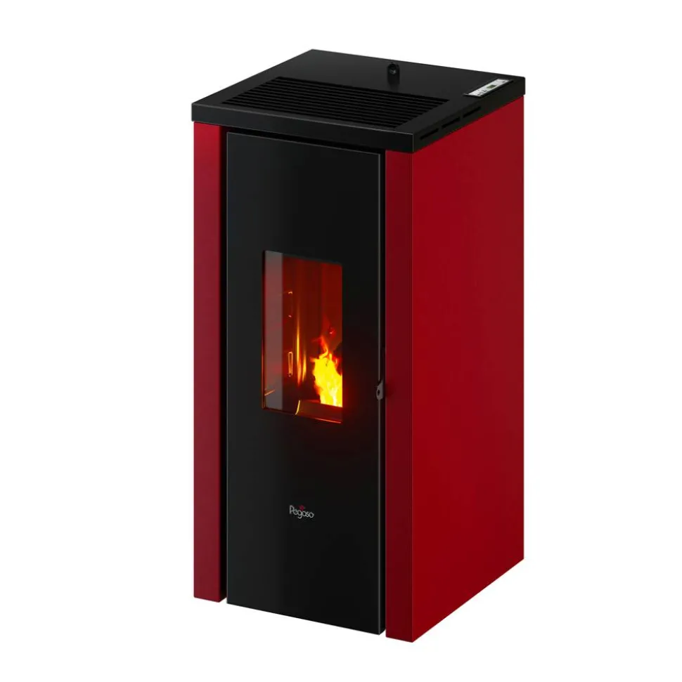 Pelletofen 'Vera' Stahl schwarz/rot 7 kW