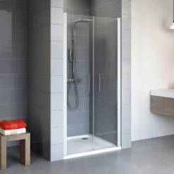 Pendeltür für Nische 'Alexa Style 2.0' teilgerahmt, aluminiumfarben, 80 x 192 cm