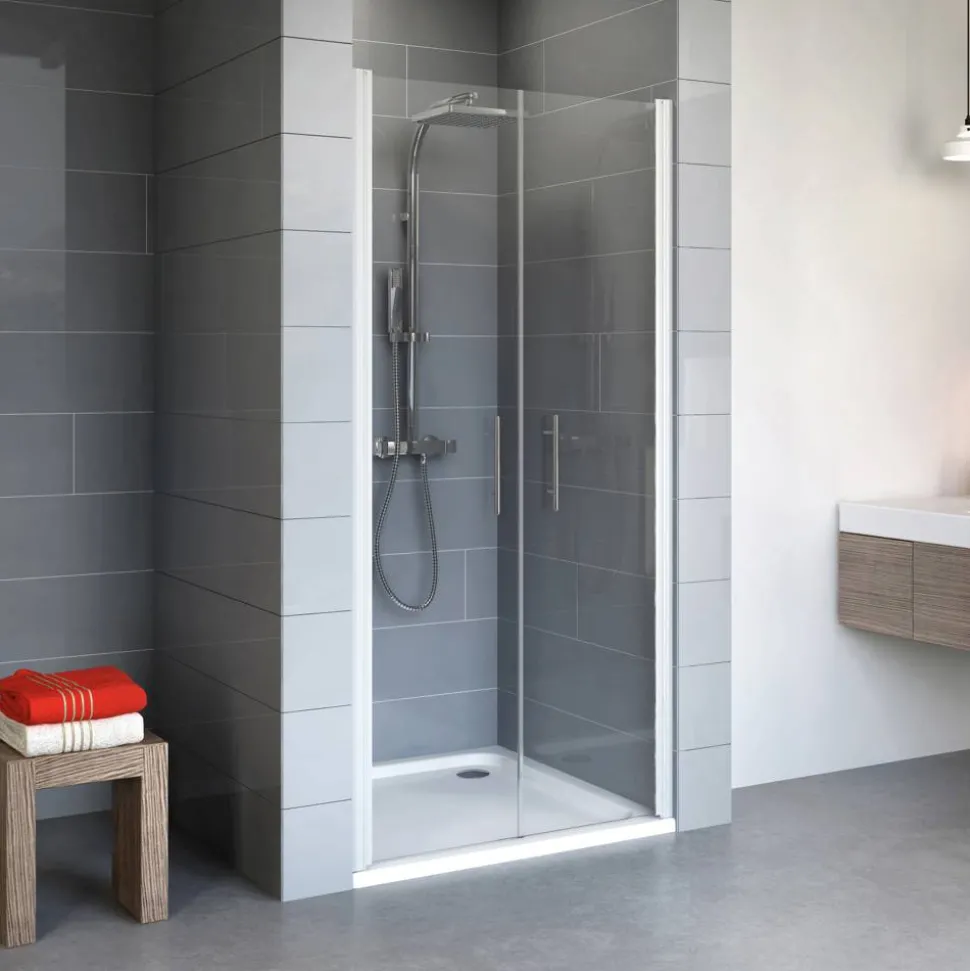 Pendeltür für Nische 'Alexa Style 2.0' teilgerahmt, aluminiumfarben, 80 x 192 cm