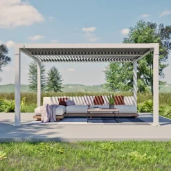 Pergola 'Hana 1013' creme 400 x 300 x 225 cm, mit verstellbare Lamellen