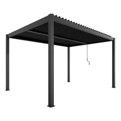 Pergola 'Shade' dunkelgrau mit Beleuchtung 395 x 230 x 290 cm
