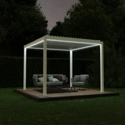 Pergola 'Shade' weiß mit Beleuchtung 296 x 230 x 290 cm