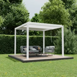 Pergola 'Shade' weiß mit Beleuchtung 296 x 230 x 290 cm