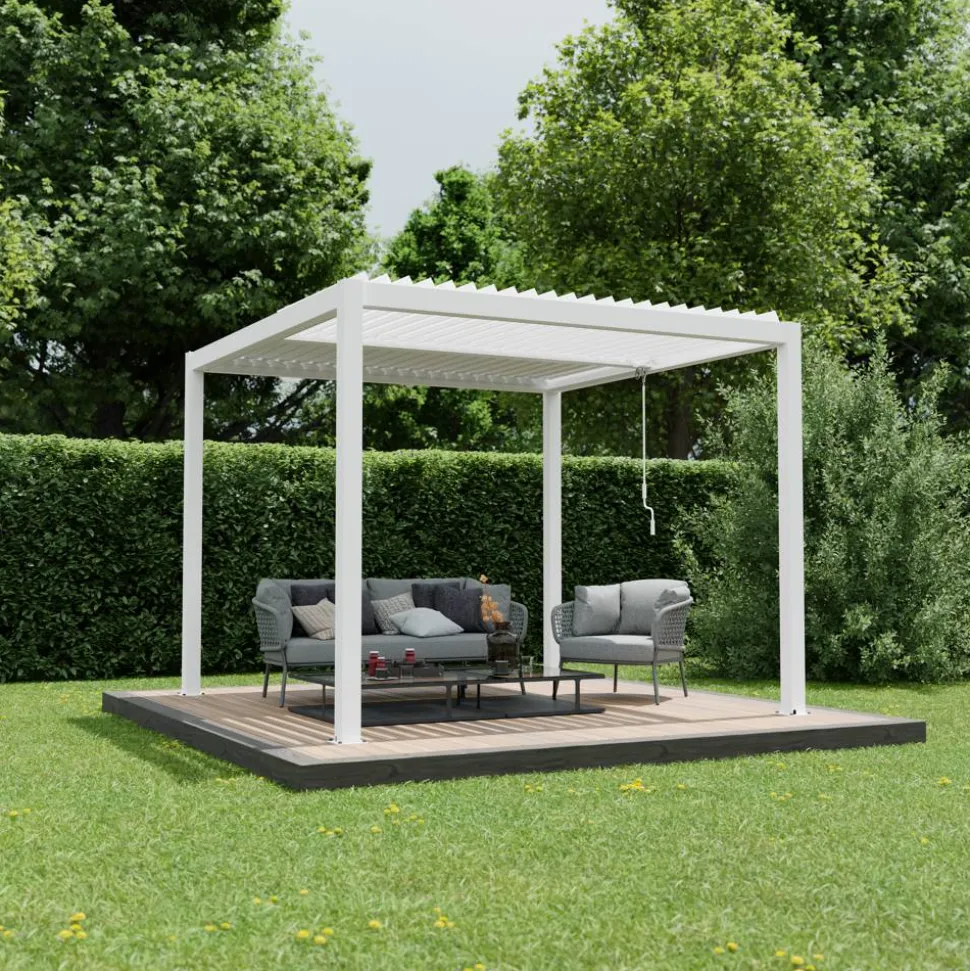 Pergola 'Shade' weiß mit Beleuchtung 296 x 230 x 290 cm