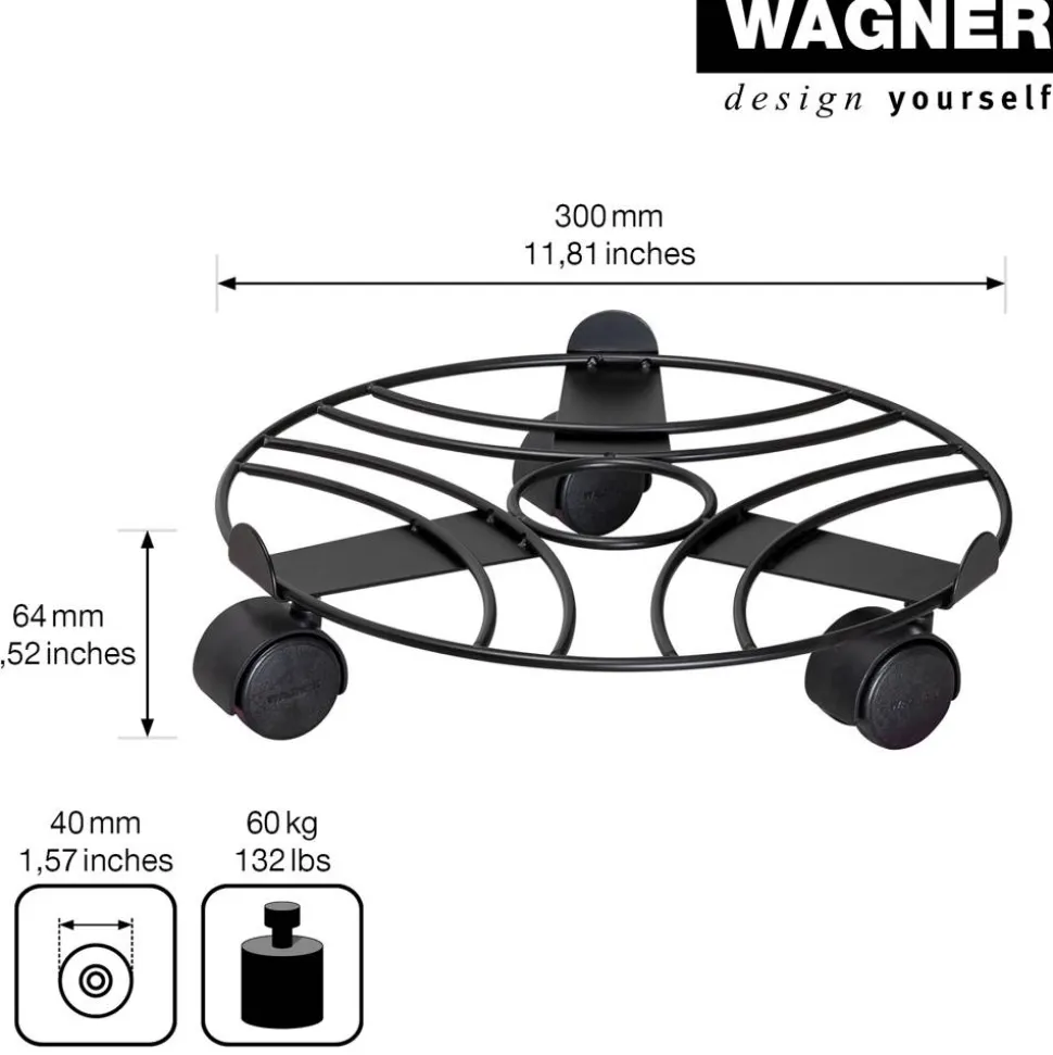 Pflanzenroller 'Black Edition GH 0935' Stahl schwaarz Ø 30 x 6,4 cm