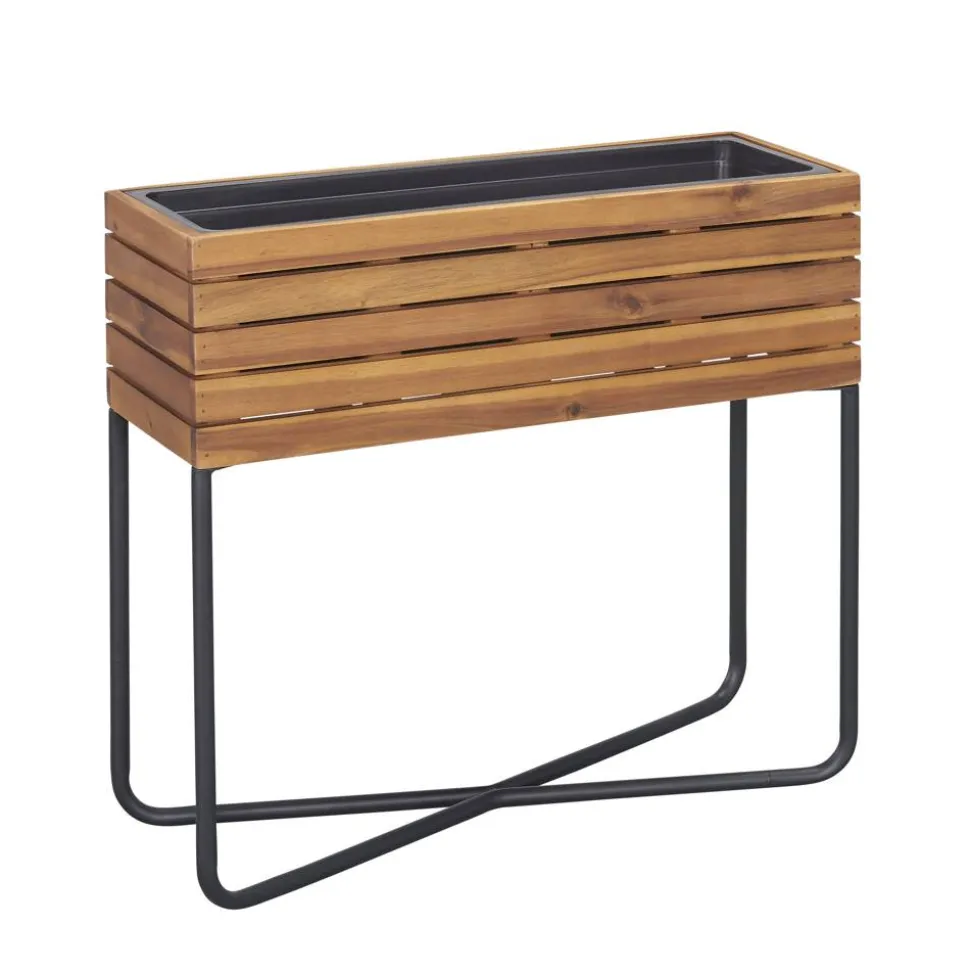 Pflanzgefäß 'Livia' Holz/Stahl 62 x 60 x 22 cm