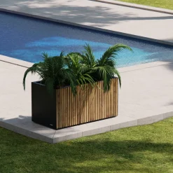 Pflanzkübel 'Deco Planter M' holzfarben/schwarz 100 x 50 x 50 cm