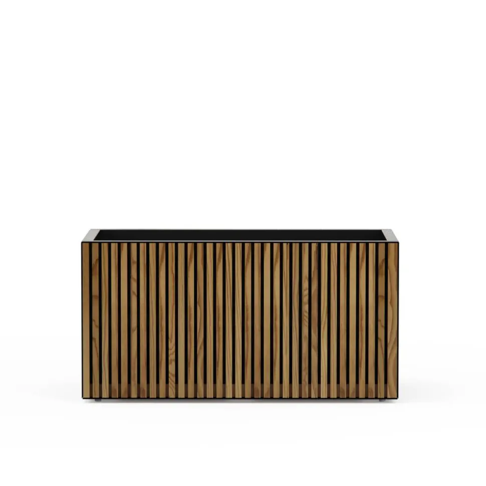 Pflanzkübel 'Deco Planter M' holzfarben/schwarz 100 x 50 x 50 cm