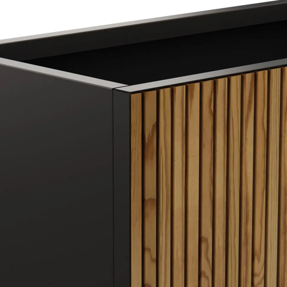 Pflanzkübel 'Deco Planter M' holzfarben/schwarz 100 x 50 x 50 cm