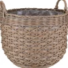 Pflanzkorb Polyrattan braun-mix rund mit 2 Griffen Ø 45 x 35/43 cm, mit Polybeutel