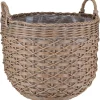 Pflanzkorb Polyrattan braun-mix rund mit 2 Griffen Ø 38 x 32/40 cm, mit Polybeutel