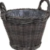 Pflanzkorb Polyrattan grau/braun rund mit 2 Griffen Ø 29 x 21/28 cm, mit Polybeutel