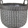 Pflanzkorb Polyrattan grau-mix rund mit 2 Griffen Ø 45 x 35/43 cm, mit Polybeutel