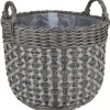 Pflanzkorb Polyrattan grau-mix rund mit 2 Griffen Ø 38 x 32/40 cm, mit Polybeutel