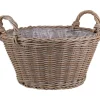 Pflanzkorb Polyrattan natur/braun rund mit 2 Griffen Ø 34 x 16 cm, mit Polybeutel