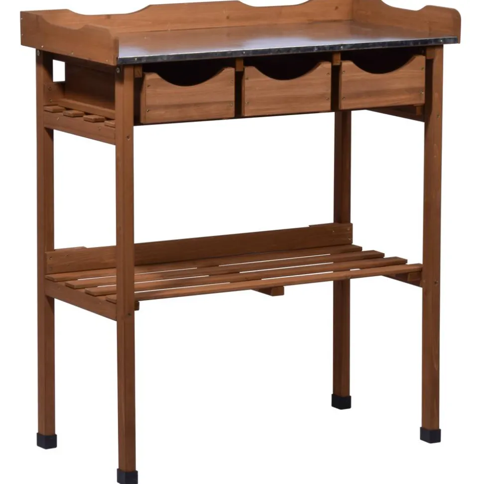 Pflanztisch mit Schubladen FSC®-zertifiziertes Holz 78 x 39 x 91 cm