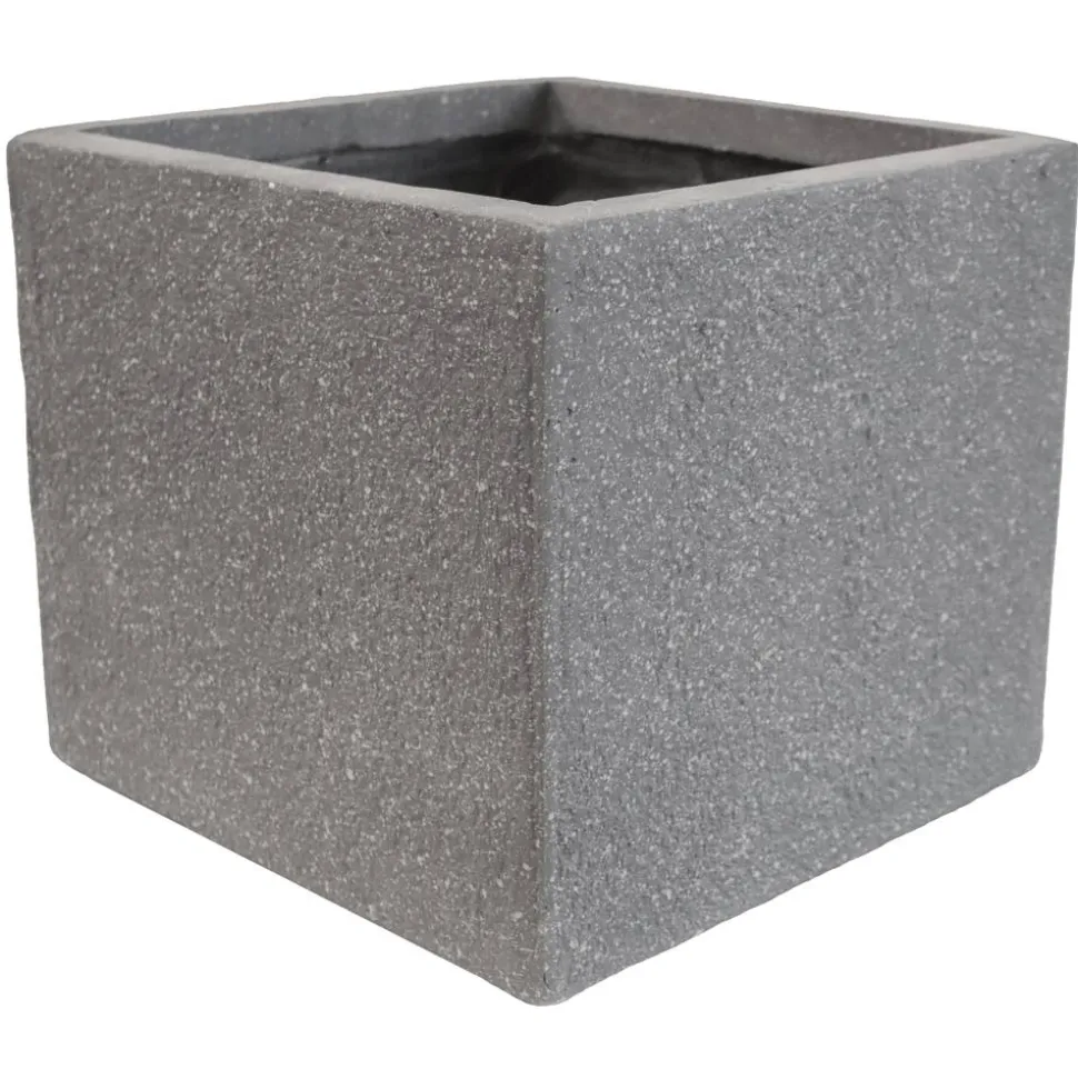 Pflanzwürfel 'Bosavi' Fiberglas grau 001 28x26cm