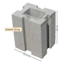 Pfosten-Fundamentstein Beton grau 34 x 26,5 x 21,5 cm