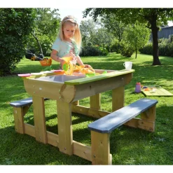 Picknickgarnitur für Kinder 'Esel' Natur/grün Kiefernholz 79 x 100 x 53 cm