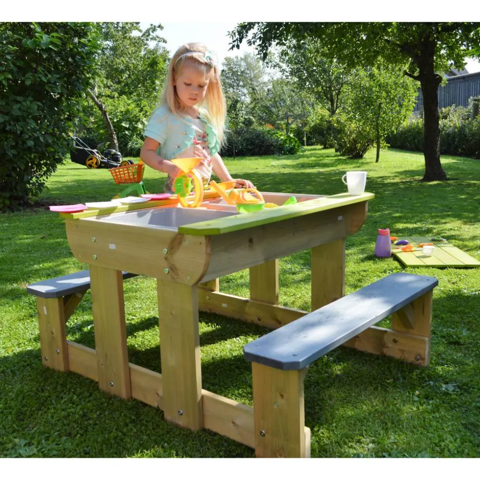 Picknickgarnitur für Kinder 'Esel' Natur/grün Kiefernholz 79 x 100 x 53 cm