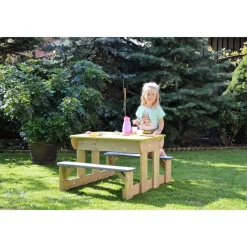 Picknickgarnitur für Kinder 'Esel' Natur/grün Kiefernholz 79 x 100 x 53 cm